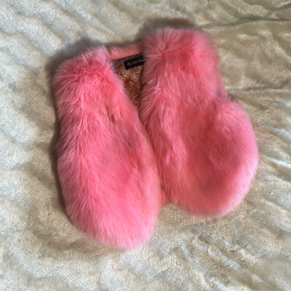 Fur pink for girls 6-9 years old cute fashion vest spring fall jacket
